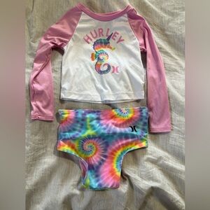 Hurley Pink Rashguard Swim Set